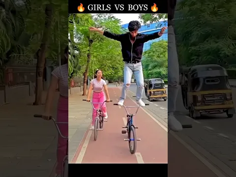 CYCLE STUNT 🥰 PART 2 GIRLS VS BOYS #girl  #vs #boy #shorts