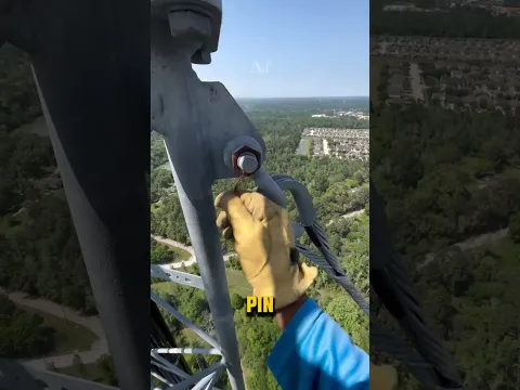 Radio Tower Held Up By Rusty Pin? #shorts (IG/matty.solidice)
