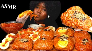 ASMR SPICY FIRE NOODLES, ENOKI MUSHROOM WRAP & DUMPLINGS MUKBANG + RECIPE |Eating Sounds| Vikky ASMR