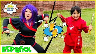 Ninja Ryan vs Dragon Ninja Mamá Domina el Desafío de Los Elementos!!