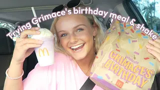 Trying McDonald's New Grimace Birthday Meal & Shake