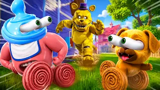 Chompy Chasey & Binky Drink Run Away From Fredbear, But Have CARTOON PHYSICS...