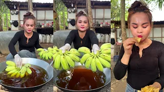 Aamzing cooking deep fried banana recipe
