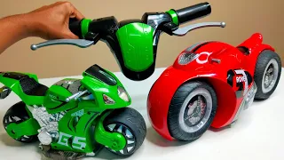 RC Electric Tron Bike Vs RC Real Handle Hayabusa Bike Unboxing - Chatpat toy tv
