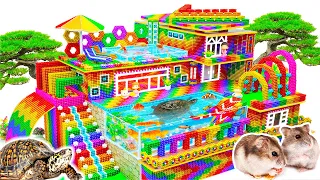ASMR - Build Colorful Miniature Dream House Has Infinity Pool And 3D Roof For Turtle And Hamster