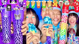 Rainbow Boba Emoji Food Challenge ASMR Compilation! Bubble tea🥵 Kuromi (Part3)