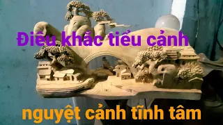 tiểu cảnh gỗ mít// điêu khắc tiểu cảnh/điêu khắc dương