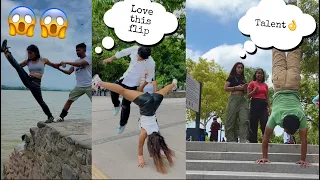 Chandigarh me shoot kiya reels😍 #gymnast #acrobatics #frontflip #couplegoals #stunt #flipsinpublic
