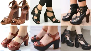 Top50 open toe slingback side buckle straps women casual wear pure Leather sandles design