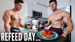 FIRST HIGH CARB DAY AFTER 90 DAYS OF DIETING | FULL DAY OF EATING...