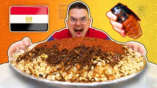 تحدي اكل اكبر صحن كشري بالعالم مع قنبلة الشطة الحارة🌶😱-  Koushari Challenge