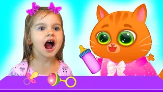 История для детей как Арина и котик Bubbu играют в игре | Арина как мама собирает Бубу в сад