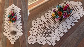 Caminho de Mesa em Crochê Veneza 1/2 #aldacilenecroche