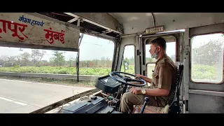 MUMBAI TO KOLHAPUR : FULL JOURNEY : MSRTC SEMI LUXURY HIRKANI ST BUS CABIN RIDE