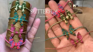 Pulsera de mariposa con hilos  en macrame paso a paso