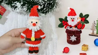 🎅 How to Make Santa Claus with Chenille Wire 🌲 DIY Christmas Decor Idea | Easy Santa Claus Craft