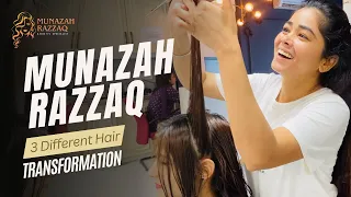 Munazah signature haircut 💇‍♀️| 3 Different Hairstyle #hair #hairstyles