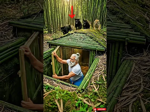 The old man opened a hidden door... and discovered a secret world. 😨 #bamboohouse #short