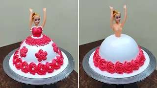 Red White Combination Doll Cake Design | Doll Cake Video | New Doll Cake | Doll Cake