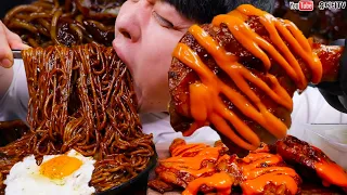 하체가 부실하다고? (허벅지29인치 인증) 짜장면 곱빼기 & BBQ불닭마요 자메이카 통다리 & 탕수육 먹방 BLACK BEAN NOODLES & BBQ CHICKEN MUKBANG
