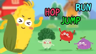 🎵 Jump, Run and Hop  with Vegetables | Dance Song | Kids Song | Nursery Rhymes