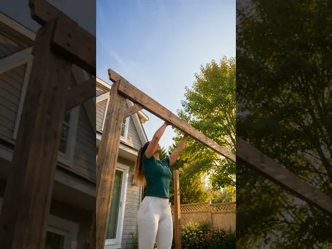 I Built a Pergola Next to Our Pool! | Backyard Build #shorts #pergola #backyardmakeover