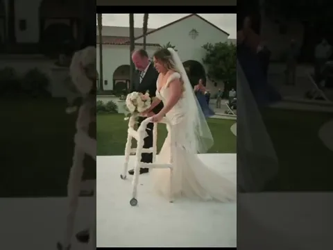 Disabled Bride Walks Down Aisle at Wedding; Groom Cries 😍💏👫#shorts