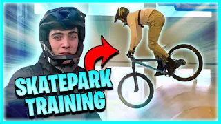 MTB INDOOR SKATEPARK TRAINING | new tricks on MTB| POV