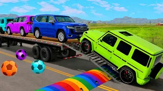 Flatbed Truck Mcqueen | Transportation with Truck - Pothole vs Car # - BeamNG.Drive#4