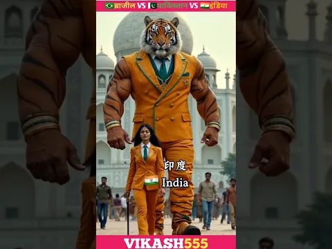 🇧🇷ब्राजील VS 🇵🇰पाकिस्तान VS इंडिया 🇮🇳राष्ट्रीय 🐯एनिमल के साथ 🗿Collab #shorts #collab #cartoon #facts