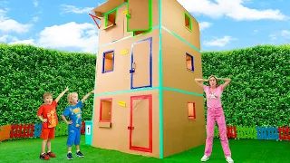 Giant Cardboard House - Funny Kids Adventures! funny stories for kids