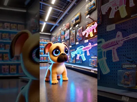 Dog Loves High-Tech Too! This Glowing M4 Toy Gun is SO Awesome! ✨ #ToyUnboxing #Cute #shorts #dog