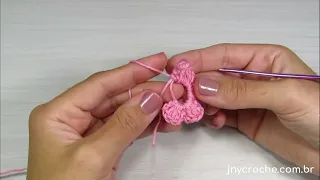 FLOR DE CROCHÊ MAIS RÁPIDA E FÁCIL DO MUNDO! APRENDA EM 5 MINUTOS! | JNY Crochê