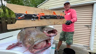Hand Lining MONSTER Flathead Catfish! (Catch Clean & Cook)
