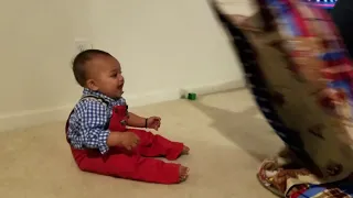 8 months old baby Ishan's Blanket fun.