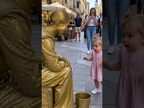 She thought it was just a statue… until it smiled 😳 #shorts
