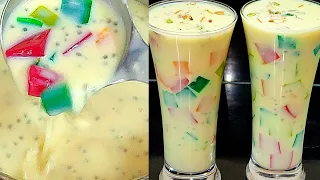 custard sharbat with homemade jelly no gelatin, no agar agar | iftar drink | Ramadan ka sharbat