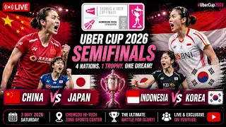 🔴LIVE : BWF Thomas Cup 2026 | Semifinal Match | China vs Japan & Indonesia vs Korea #bwflive