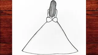 Easy girl backside drawing 💚 How to draw a girl 