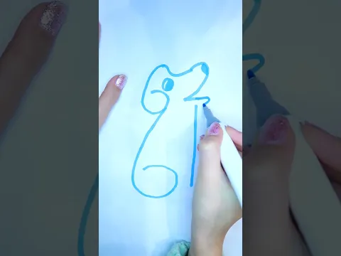 Как нарисовать СОБАКУ из цифр. 6+6+2+1 = собака #shorts