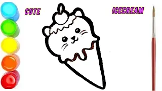 🍦Ice Cream Drawing , Painting & Colouring For Kids and Toddlers || How To Draw Icecream🍨Step By Step