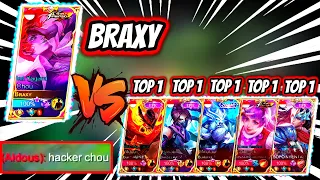 ¡BRAXY SOLO VS 5 TOP 1 SUPREMOS! CHOU TOP 1 GLOBAL 97.9% WINRATE! | MOBILE LEGENDS