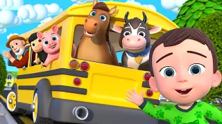 Wheels On The Bus with Farm Animals | Lalafun Nursery Rhymes & Kids Songs