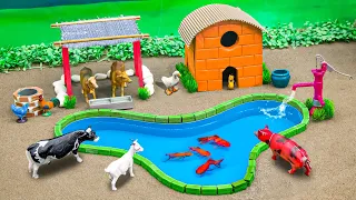 Top The Most Creative DIY Small World Countryside Farm Diorama with Barn for Cow, Rooster Cattle