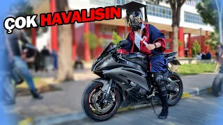 R6 İLE ÜNİVERSİTE MEZUNİYETİNE GİTTİM | OTOBANDA LASTİK KİLİTLENDİ | MOTOVLOG