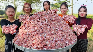 Amazing cooking chicken island crispy with rice fried recipe in my countryside