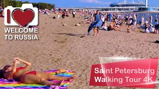 Welcome to Russia 🇷🇺 | Saint Petersburg | Park 300-letiya Beach | Walking Tour 4K