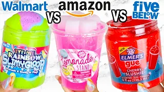 NEW Walmart Slime VS Amazon Slime VS Five Below Slime! Which Is Worth It?!?