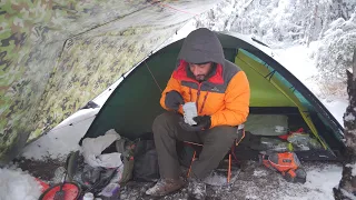 Surviving Brutal Winter Snow Storm Camping in Tiny Tent