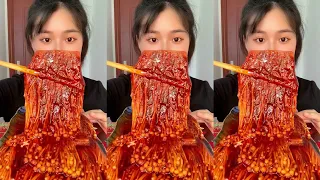 asmr chinese eating peppers mushrooms noodles delicious mukbang show